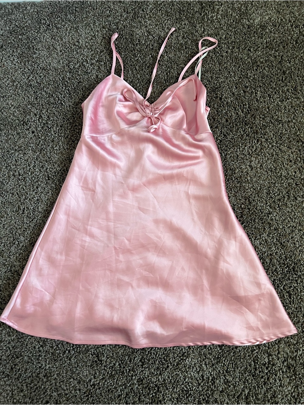 Forever 21 Light Pink Satin Slip Dress with Knot-Front